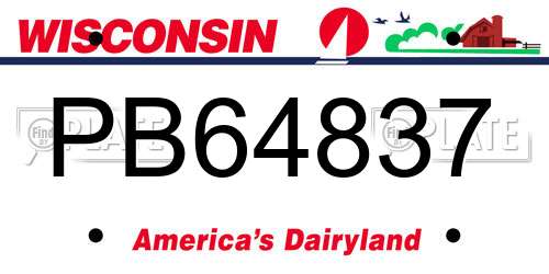 PB64837 Wisconsin License Plate