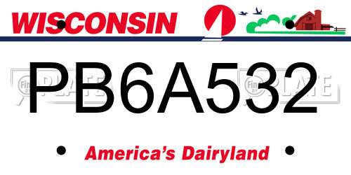 PB6A532 Wisconsin License Plate