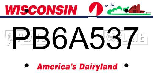 PB6A537 Wisconsin License Plate