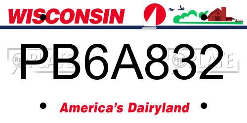 PB6A832 Wisconsin License Plate