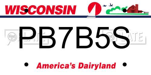 PB7B5S Wisconsin License Plate