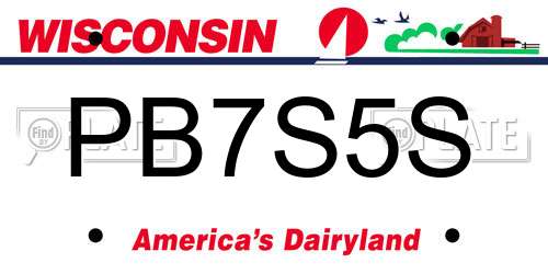 PB7S5S Wisconsin License Plate