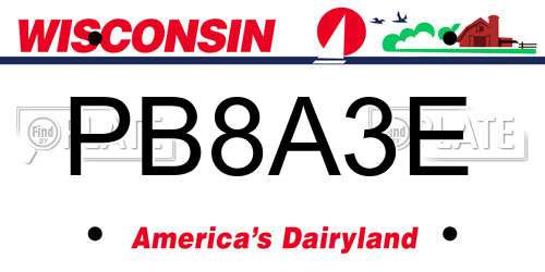 PB8A3E Wisconsin License Plate