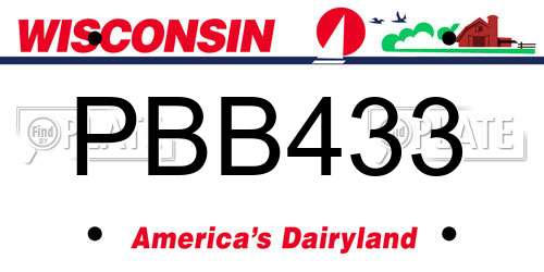 PBB433 Wisconsin License Plate