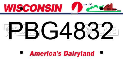 PBG4832 Wisconsin License Plate