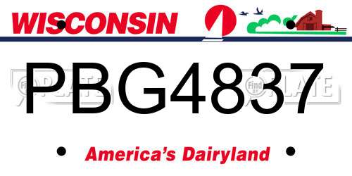 PBG4837 Wisconsin License Plate
