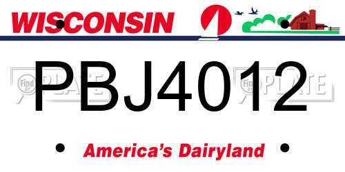 PBJ4012 Wisconsin License Plate