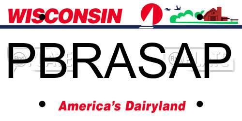 PBRASAP Wisconsin License Plate