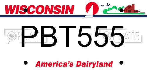 PBT555 Wisconsin License Plate