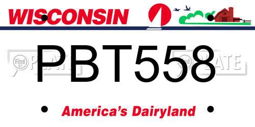 PBT558 Wisconsin License Plate