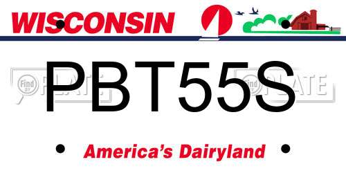 PBT55S Wisconsin License Plate