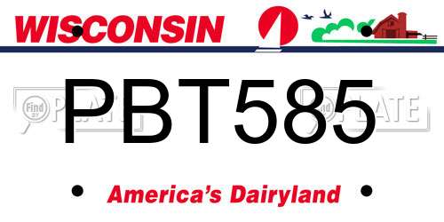 PBT585 Wisconsin License Plate