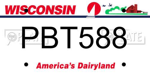 PBT588 Wisconsin License Plate