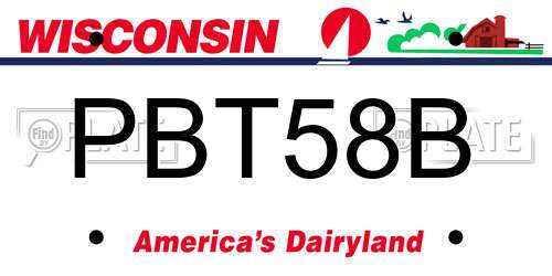 PBT58B Wisconsin License Plate
