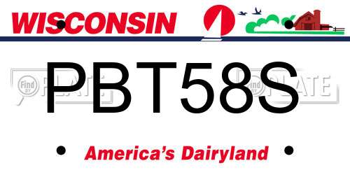PBT58S Wisconsin License Plate