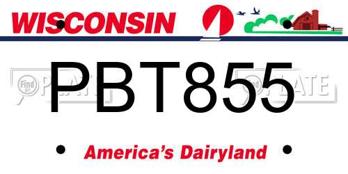 PBT855 Wisconsin License Plate