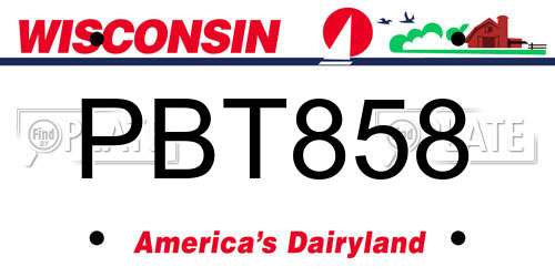 PBT858 Wisconsin License Plate