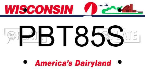 PBT85S Wisconsin License Plate