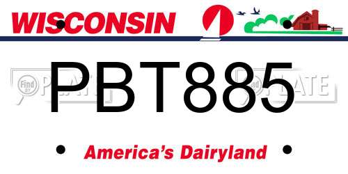 PBT885 Wisconsin License Plate