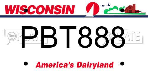 PBT888 Wisconsin License Plate