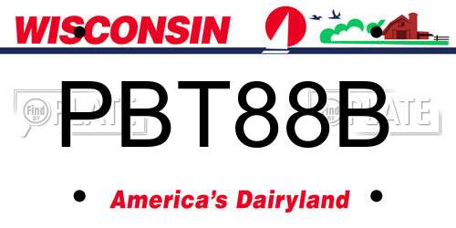 PBT88B Wisconsin License Plate