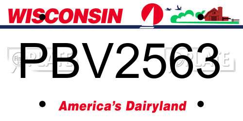 PBV2563 Wisconsin License Plate