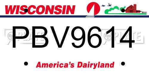 PBV9614 Wisconsin License Plate