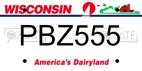 PBZ555 Wisconsin License Plate