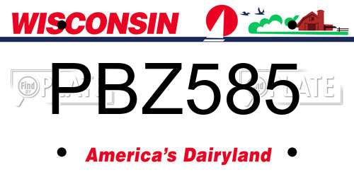 PBZ585 Wisconsin License Plate