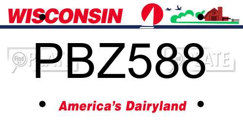 PBZ588 Wisconsin License Plate