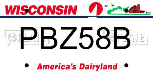 PBZ58B Wisconsin License Plate