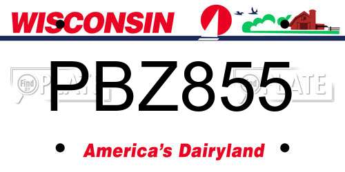 PBZ855 Wisconsin License Plate