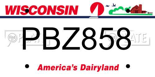 PBZ858 Wisconsin License Plate