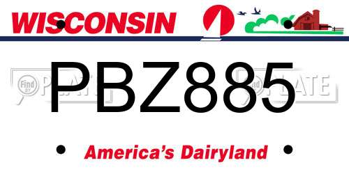 PBZ885 Wisconsin License Plate