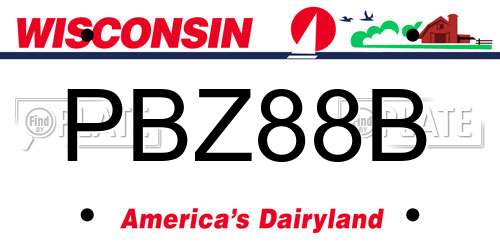 PBZ88B Wisconsin License Plate