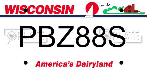 PBZ88S Wisconsin License Plate