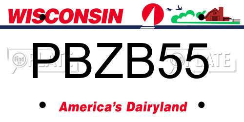 PBZB55 Wisconsin License Plate