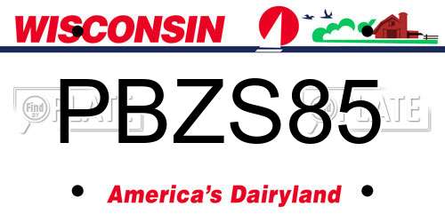 PBZS85 Wisconsin License Plate