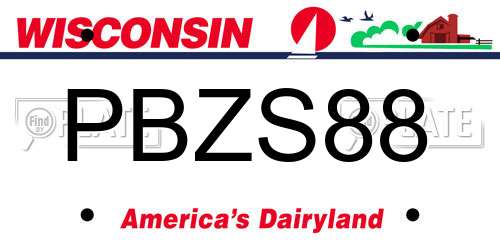 PBZS88 Wisconsin License Plate
