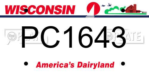 PC1643 Wisconsin License Plate