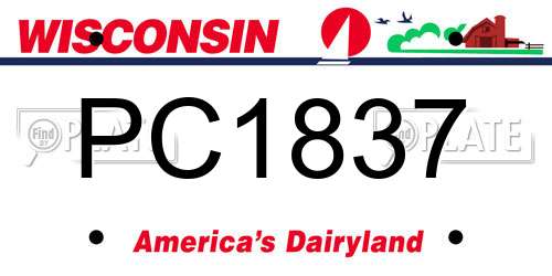 PC1837 Wisconsin License Plate