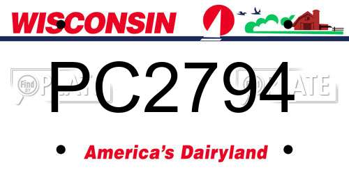 PC2794 Wisconsin License Plate