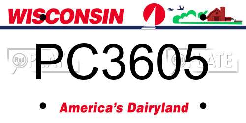 PC3605 Wisconsin License Plate