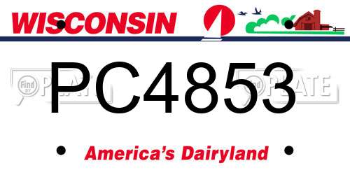 PC4853 Wisconsin License Plate
