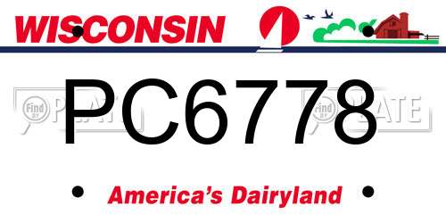PC6778 Wisconsin License Plate