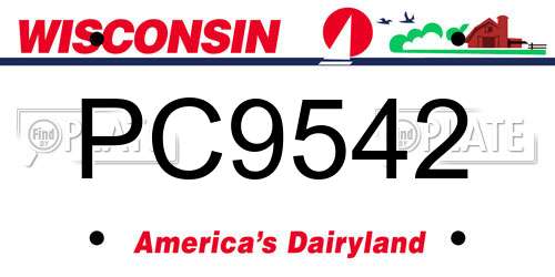 PC9542 Wisconsin License Plate