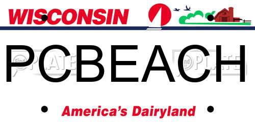 PCBEACH Wisconsin License Plate