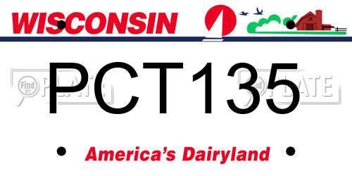PCT135 Wisconsin License Plate