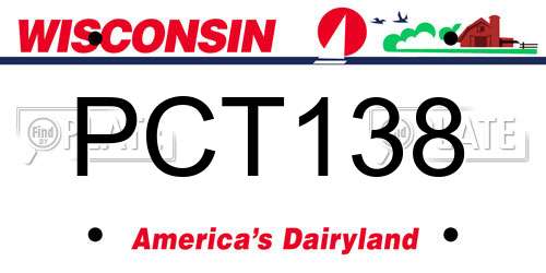 PCT138 Wisconsin License Plate
