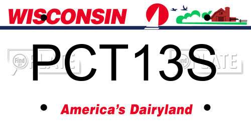PCT13S Wisconsin License Plate